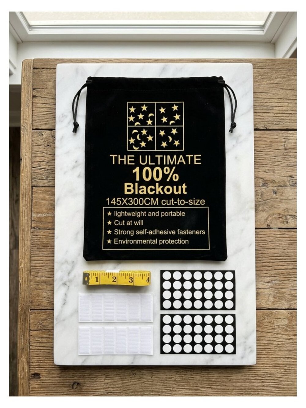 Portable 100% Blackout Curtain Blind 118x57 Lightweight Temporary Window Shade
